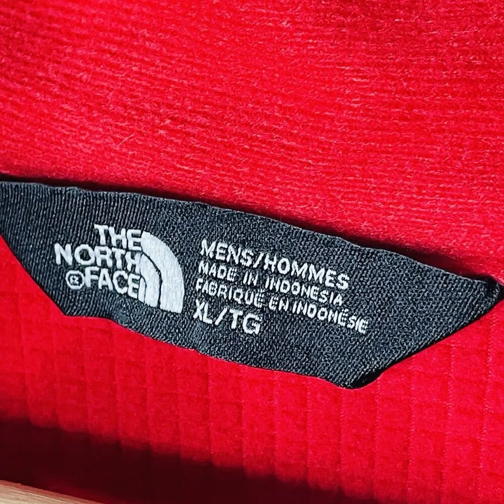 North Face Fleece Pullover Men's XL Red Mountain Peaks Quarter-Zip Embroidered